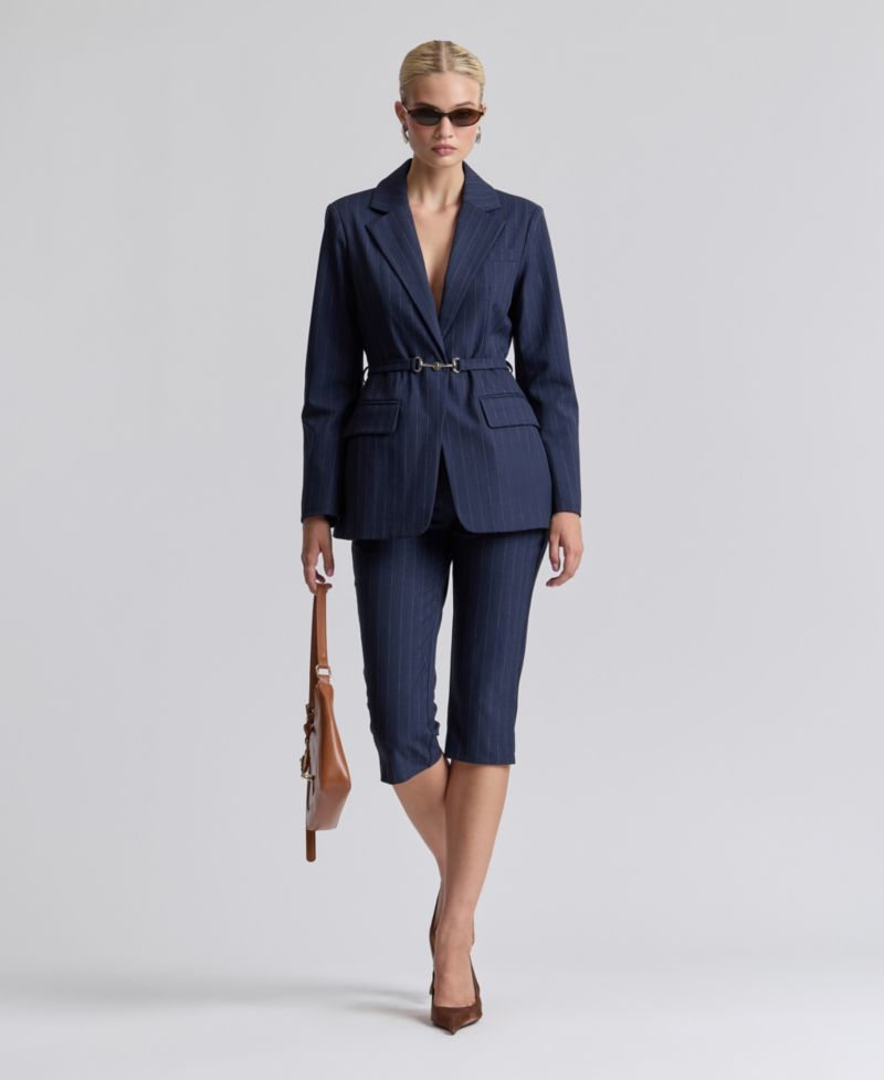 Women's Spread Collar Belted Blazer