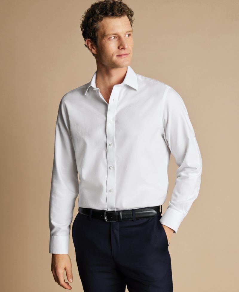 Мужская приталенная рубашка Royal Oxford Dress из негладкого материала
