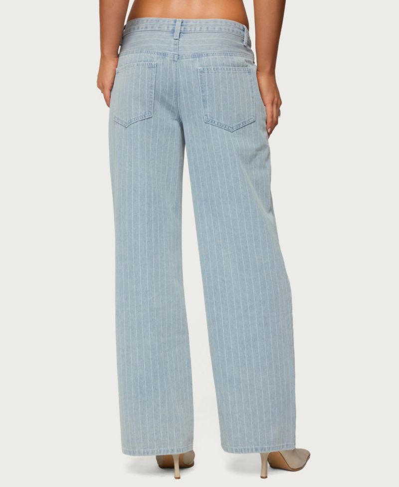 Women's Pinstripe Low Rise Baggy Jeans