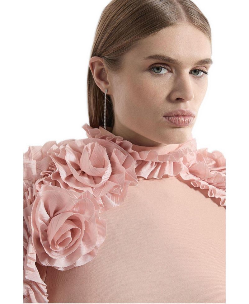 Women's Bandage Rosette Midi Detail Dress