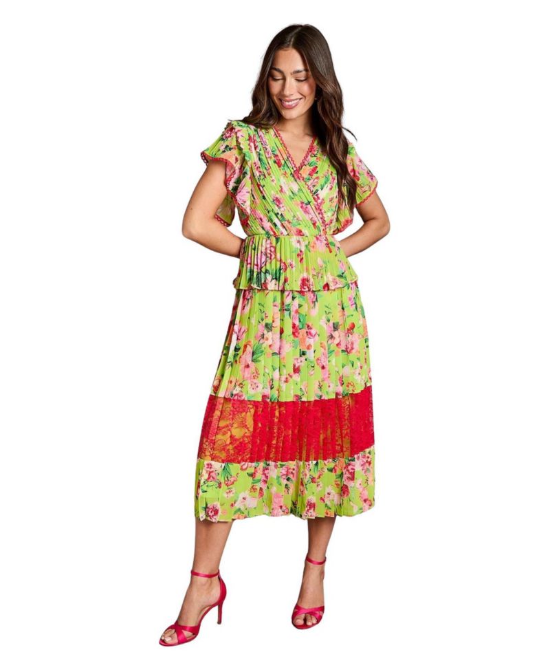 Women's Lace Wrap Midi Dress