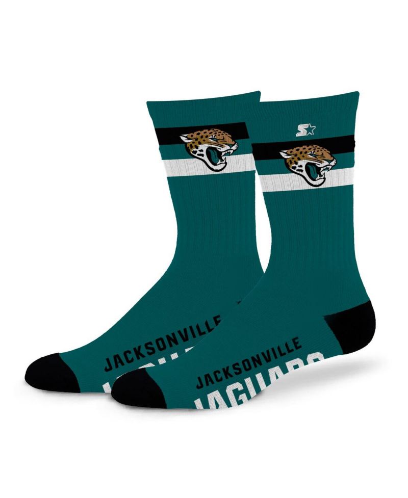 Men's and Women's Jacksonville Jaguars Team Color Two-Stripe Crew Socks