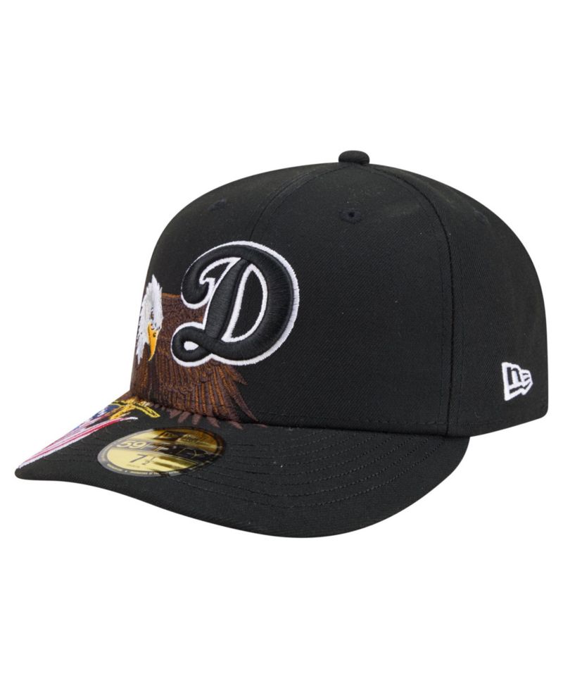 Men's Black Los Angeles Dodgers Americana Bald Eagle Pre-Curved 59FIFTY Fitted Hat