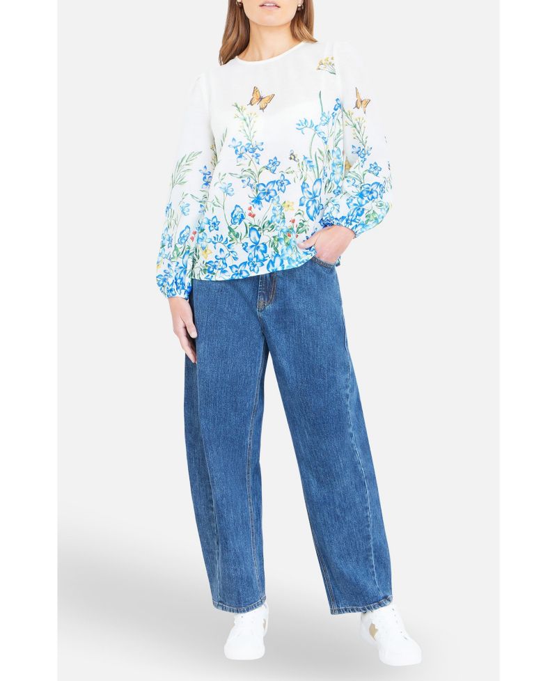 Women's Butterfly Print Long Sleeve Top