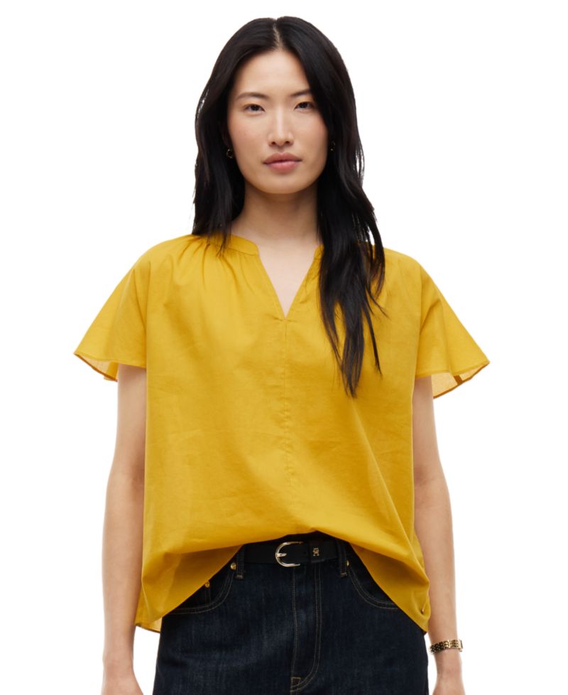 Women's Voile Popover Flutter Sleeve Blouse