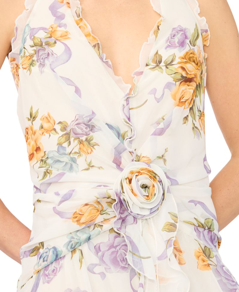 Women's Sleeveless Ruffle Front Maxi Dress