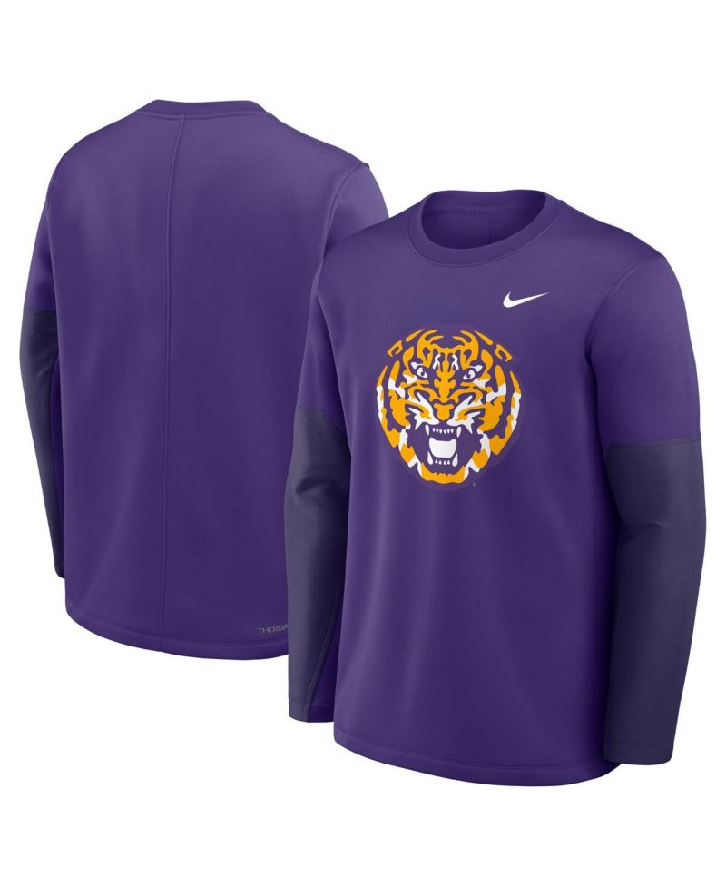 Men's Purple LSU Tigers 2025 Sideline Coach Performance Long Sleeve T-Shirt