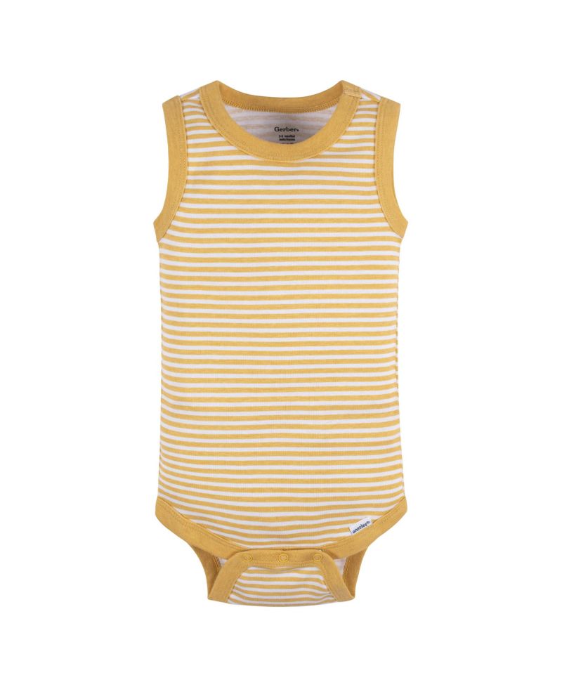 Baby Boys 5-Pack Sleeveless Onesies Bodysuits, Blue Stripe, 0-3 Months