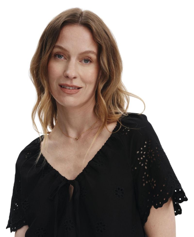 Women's Ruthie Floral-Embroidered V-Neck Short-Sleeve Top