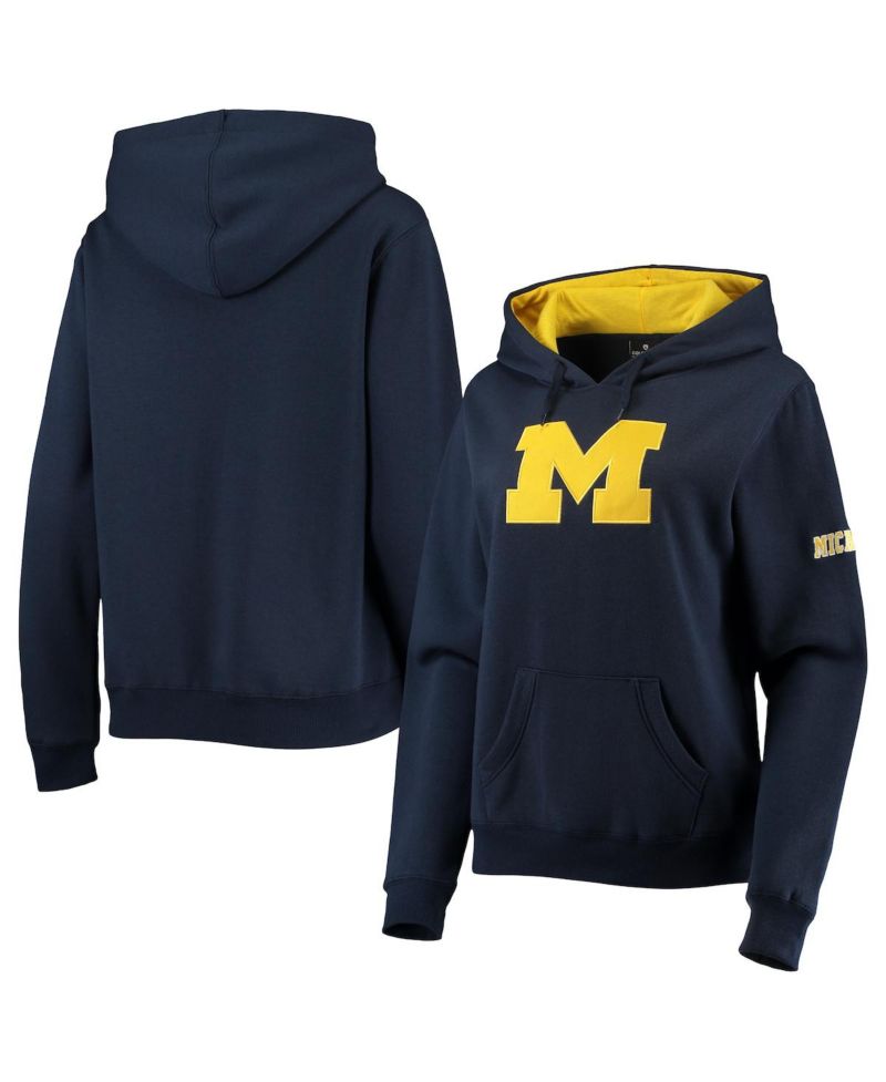 Women's Navy Michigan Wolverines Big Logo Team Pullover Hoodie
