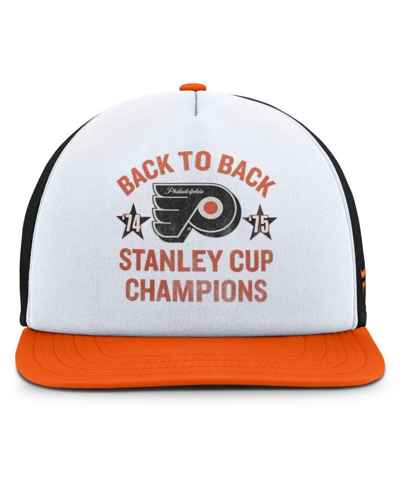 Men's White/Orange Philadelphia Flyers Decades Collection Foam Front Snapback Hat