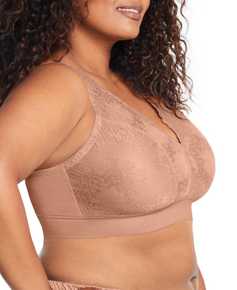 Plus Size Full Figure Bramour Lexington Lace Plunge Wireless Bralette 7013