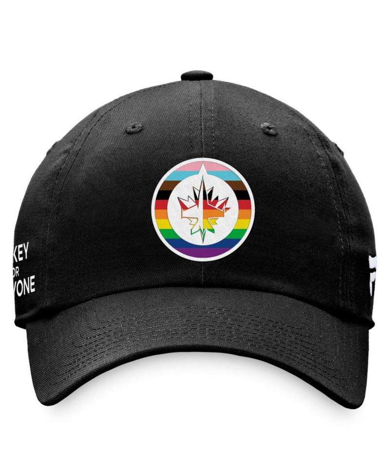 Men's Black Winnipeg Jets Team Logo Pride Adjustable Hat