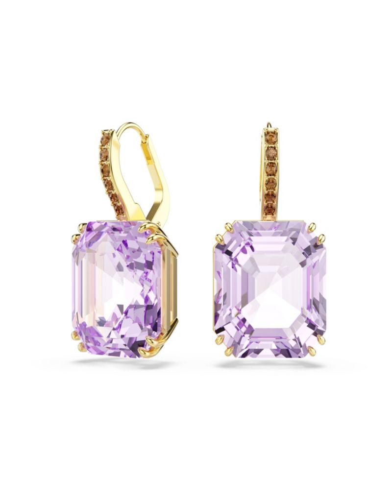 Gold-Tone Plated Colored-Stone Crystal Earrings