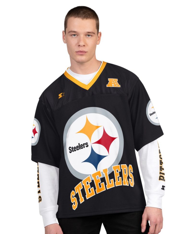 Men's 2-Pack Black/White Pittsburgh Steelers Short Sleeve Long Sleeve Combo Pack T-Shirt