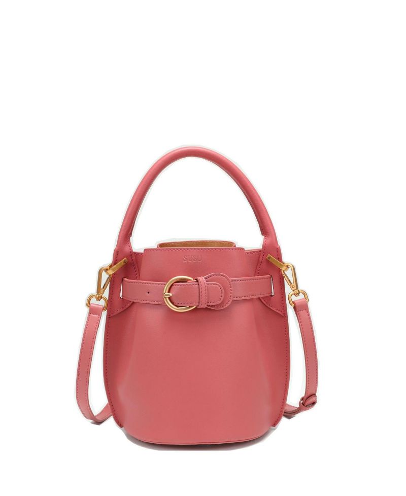 Blair Leather Small Bucket Bag Women's Crossbody Purse with Belt Drawstring