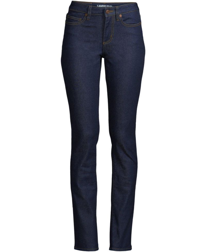 Petite Recover Mid Rise Straight Leg Blue Jeans