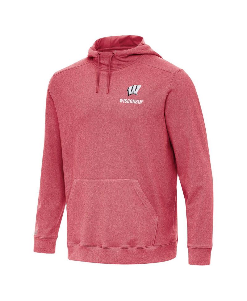 Men's Heather Red Wisconsin Badgers Cloud Pullover Hoodie