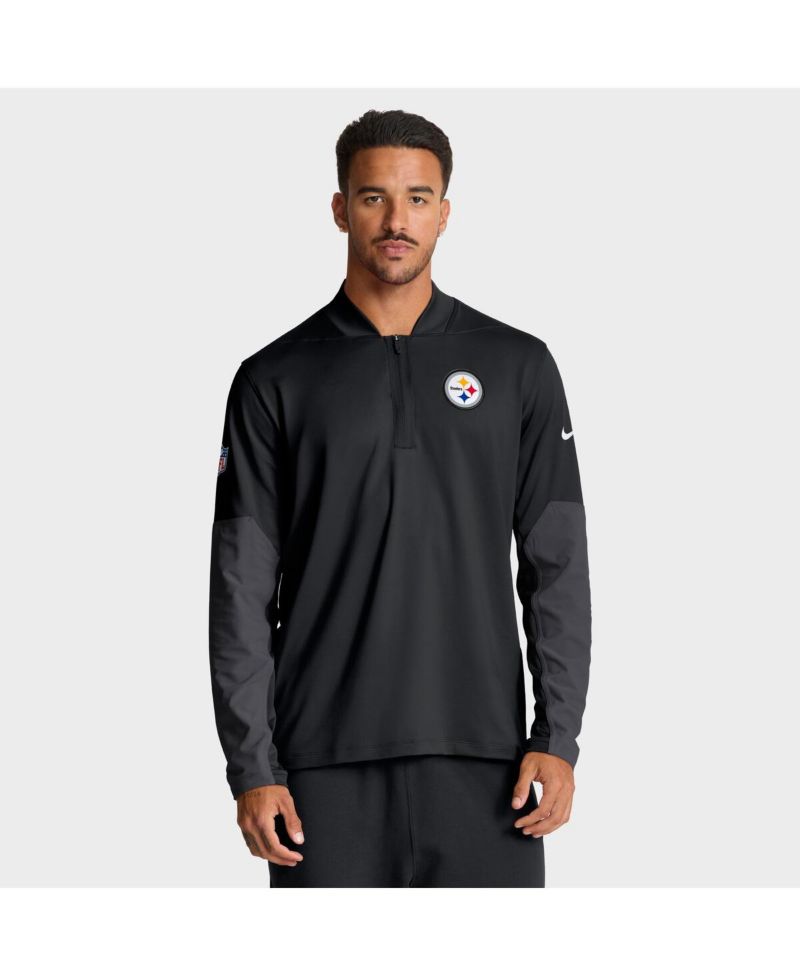 Men's Black Pittsburgh Steelers Sideline Dri-FIT Half-Zip Pullover Hoodie