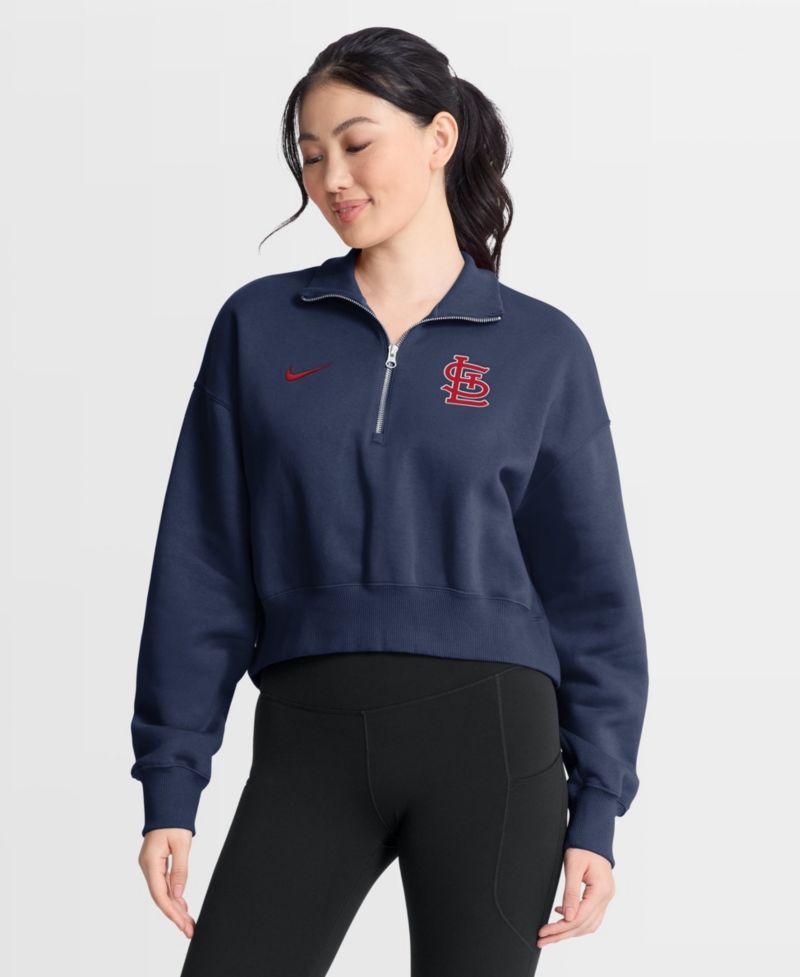 Women's Navy St. Louis Cardinals Primetime Phoenix Fleece Half-Zip Sweatshirt