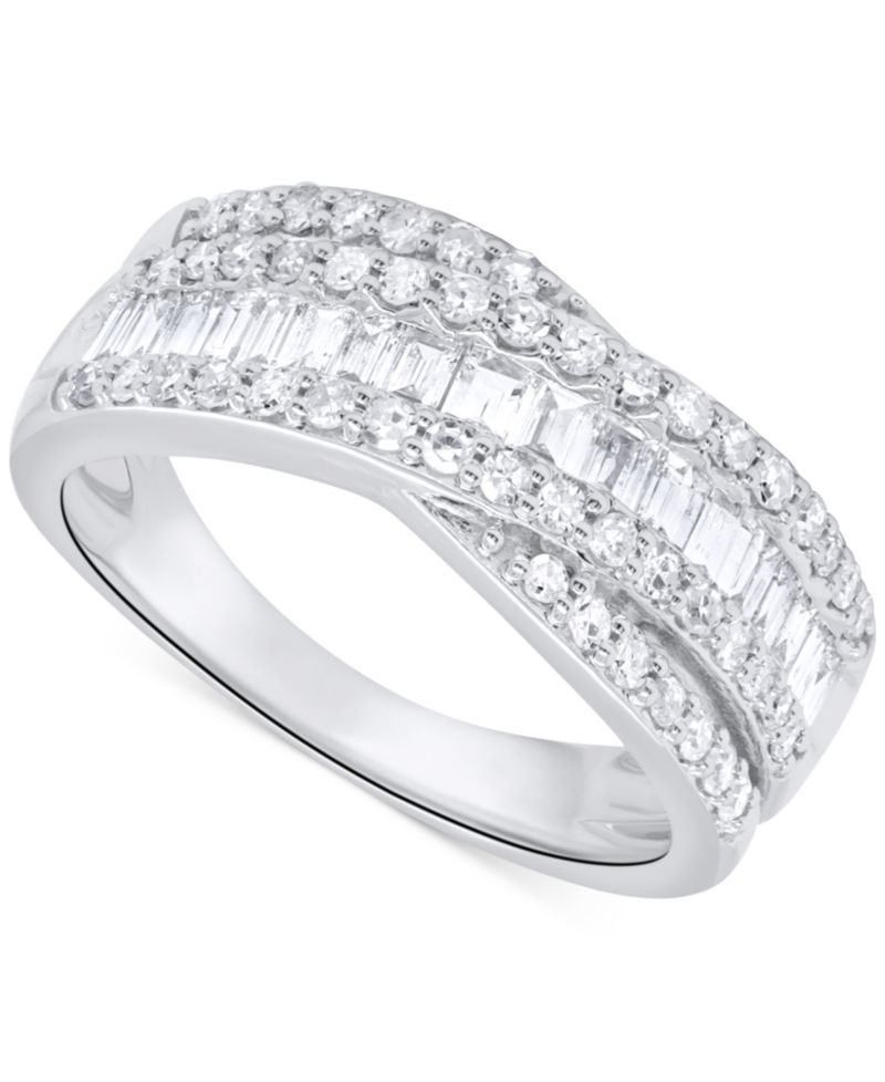 Lab-Grown Diamond Crisscross Band (1 ct. t.w.) in Sterling Silver or 14k Gold-Plated Sterling Silver