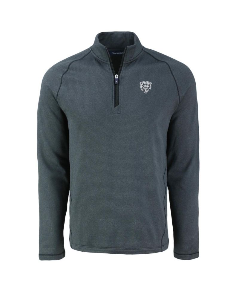 Men's Heather Black Chicago Bears Peshastin Eco Fleece Tri-Blend Raglan Quarter-Zip Jacket