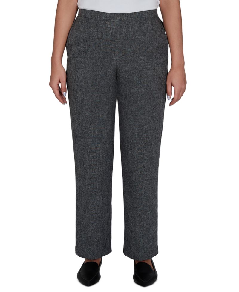Petite Straight-Leg Pull-On Mid-Rise Pants