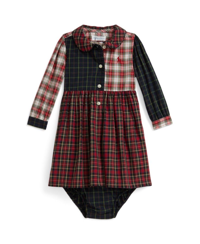 Baby Girls' 50s Poplin Woven-Collared Dress and Bloomer