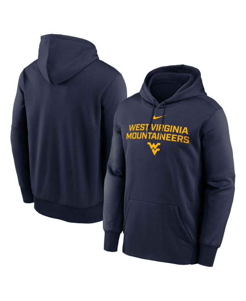 Men's Navy West Virginia Mountaineers Team Stacked Performance Pullover Hoodie