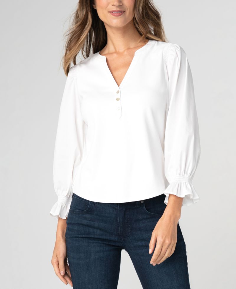 Petite Modified V-Neck Blouse