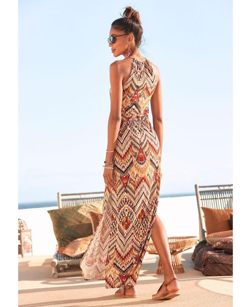 Women's Halter Print Maxi Dress