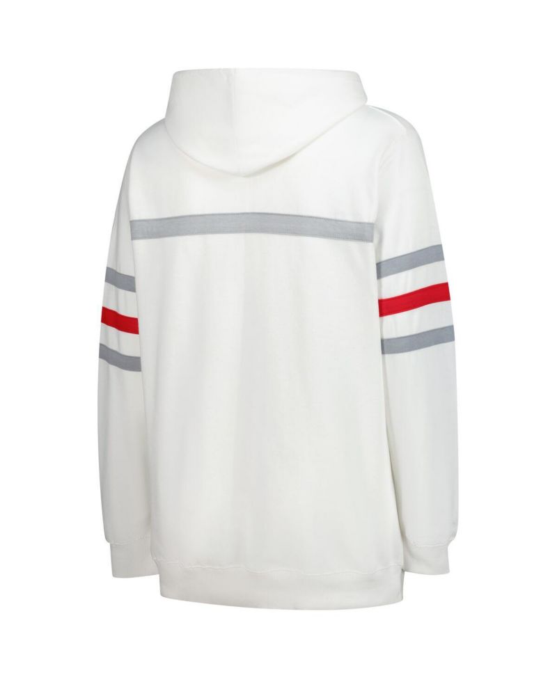Women's White San Francisco 49ers Plus Size Head Coach Throwback Pullover Hoodie