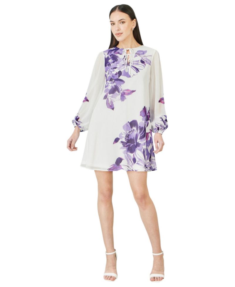 Women's Keyhole Neck Floral Tunic Dress