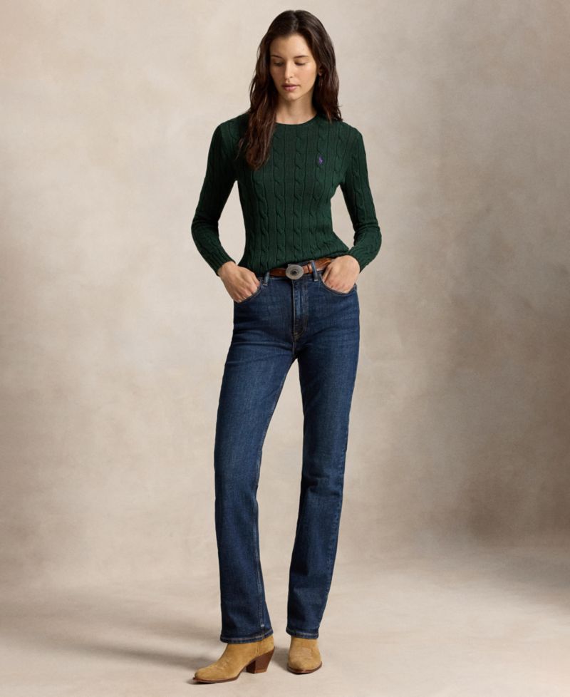 Women's Cable-Knit Cotton Crewneck Sweater