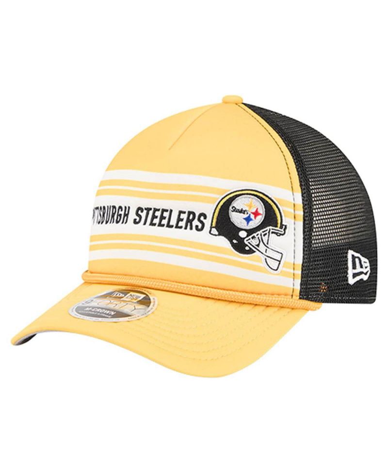 Men's Gold Pittsburgh Steelers Linear A-Frame 9FORTY Adjustable Hat