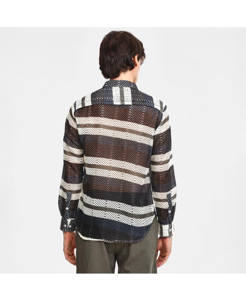 Men's Navy Blue Contrast Panel Knit Shirt