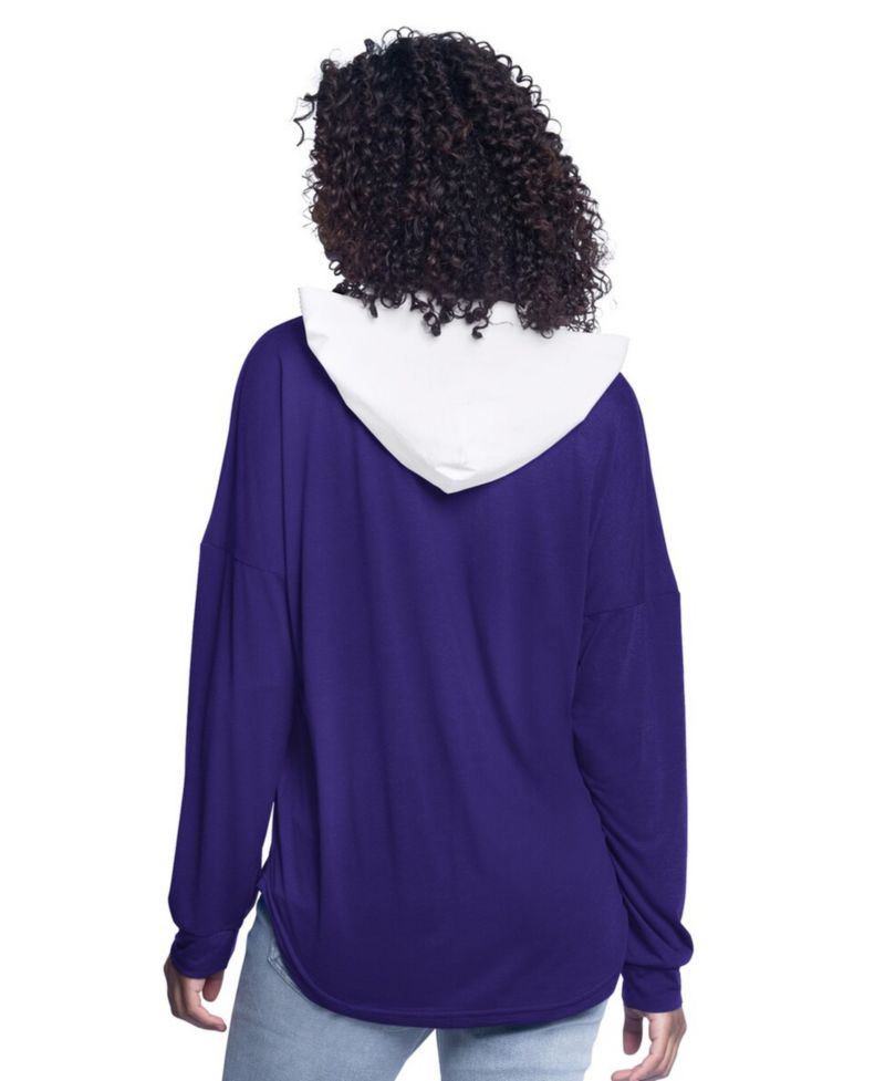 Women's Purple Los Angeles Lakers Bench Player Oversized Long Sleeve Hooded Top