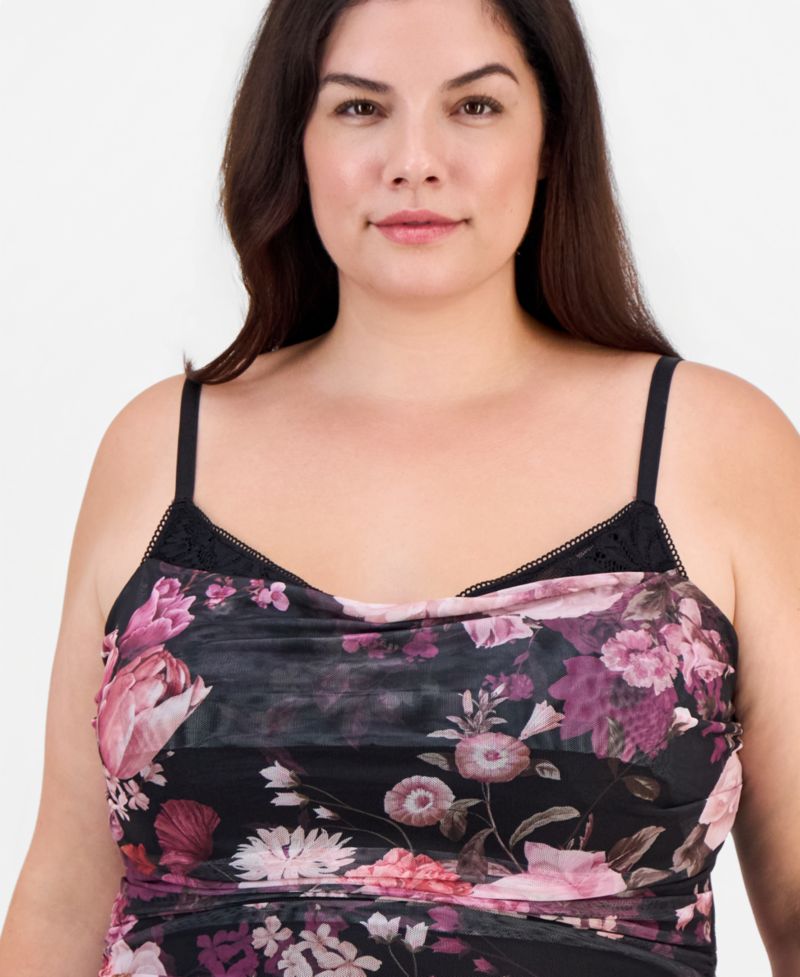 Plus Size Floral Ruched Maxi Dress