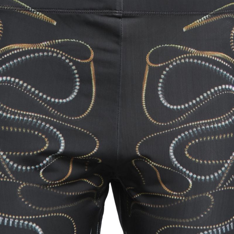 Women's Black Zipper Print Jersey Leggings