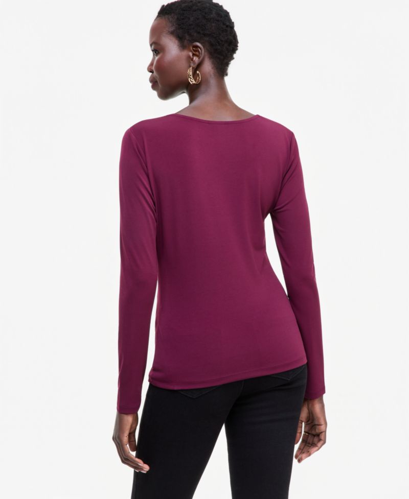 Women's Asymmetrical-Neck Long-Sleeve Top