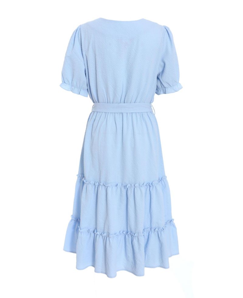 Women's Textured Frill Detail Midi Dress