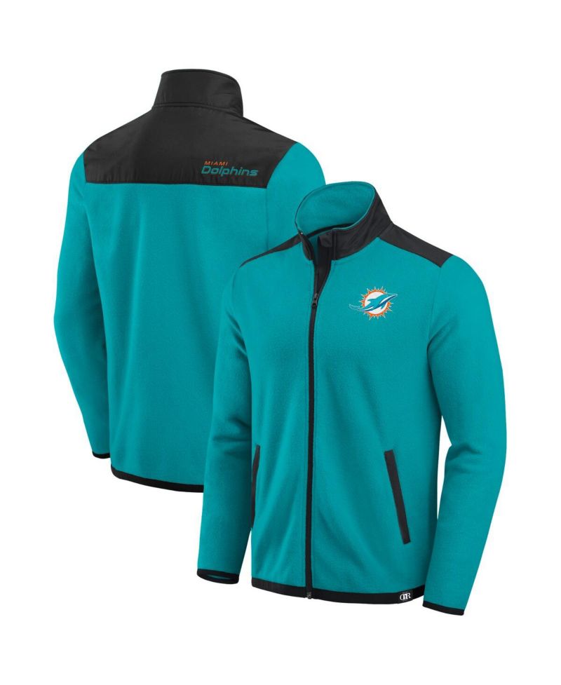 Men's Aqua Miami Dolphins Color Block Polar Fleece Full-Zip Jacket