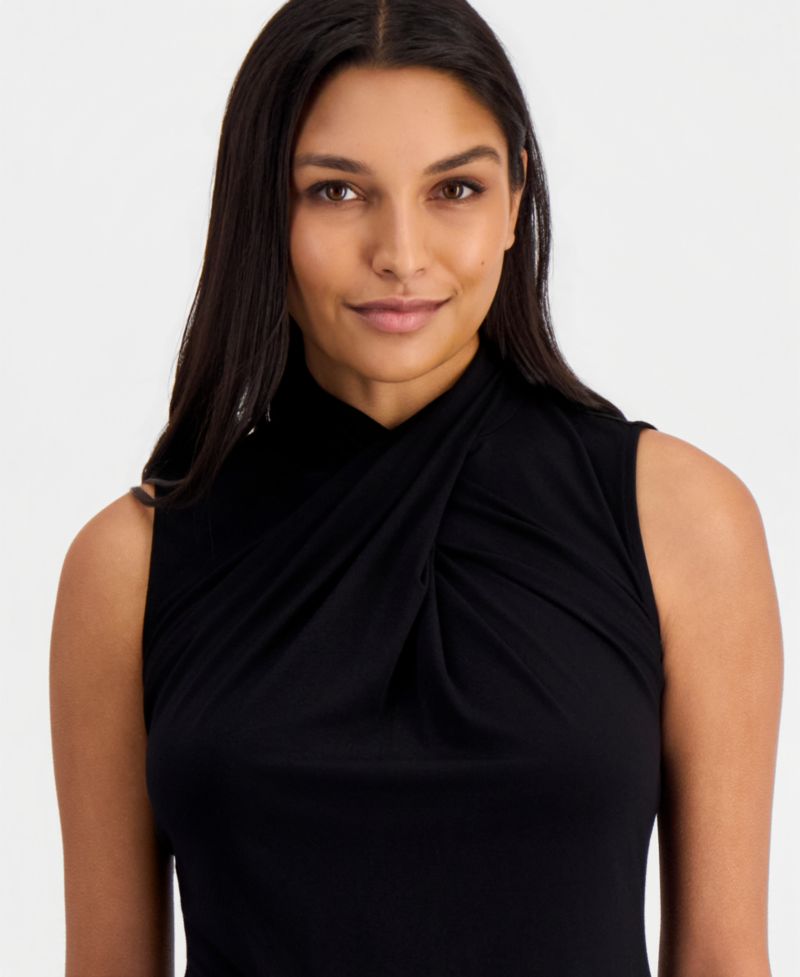 Women's Asymmetric Draped-Neck Sleeveless Top