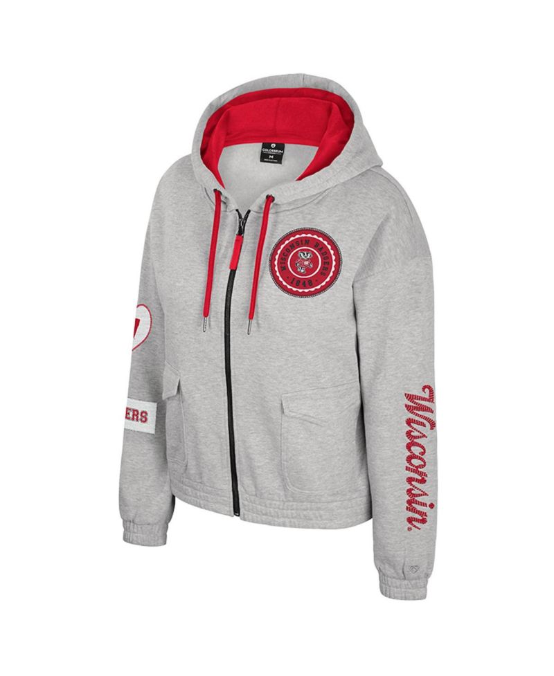 Women's Gray Wisconsin Badgers Alfie Full-Zip Hoodie Jacket