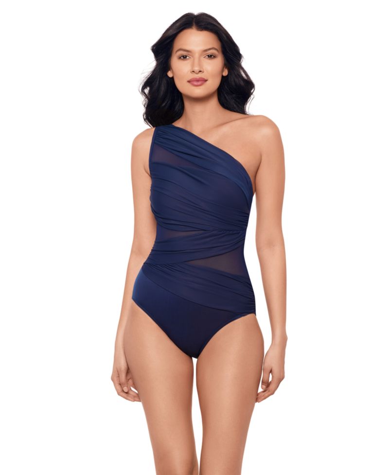 Women's Network Jena One-Shoulder Allover-Slimming One-Piece Swimsuit
