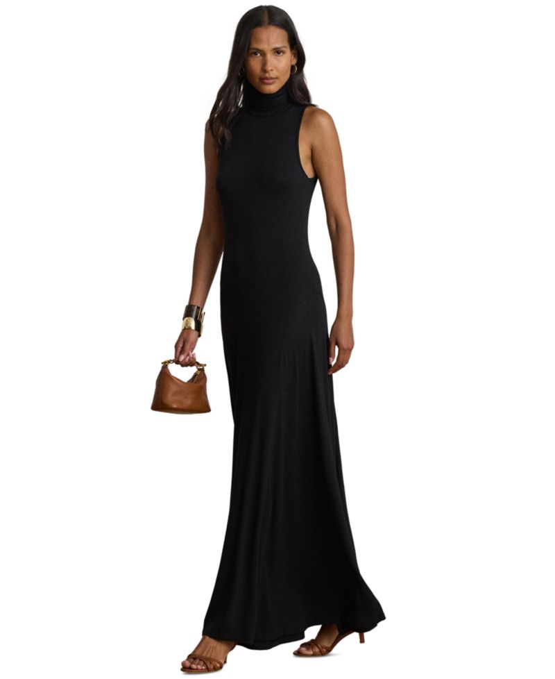 Women's Sleeveless Turtleneck Maxi Dress