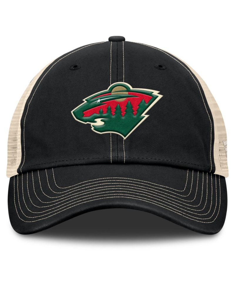 Men's Black/Natural Minnesota Wild Rival Trucker Adjustable Hat