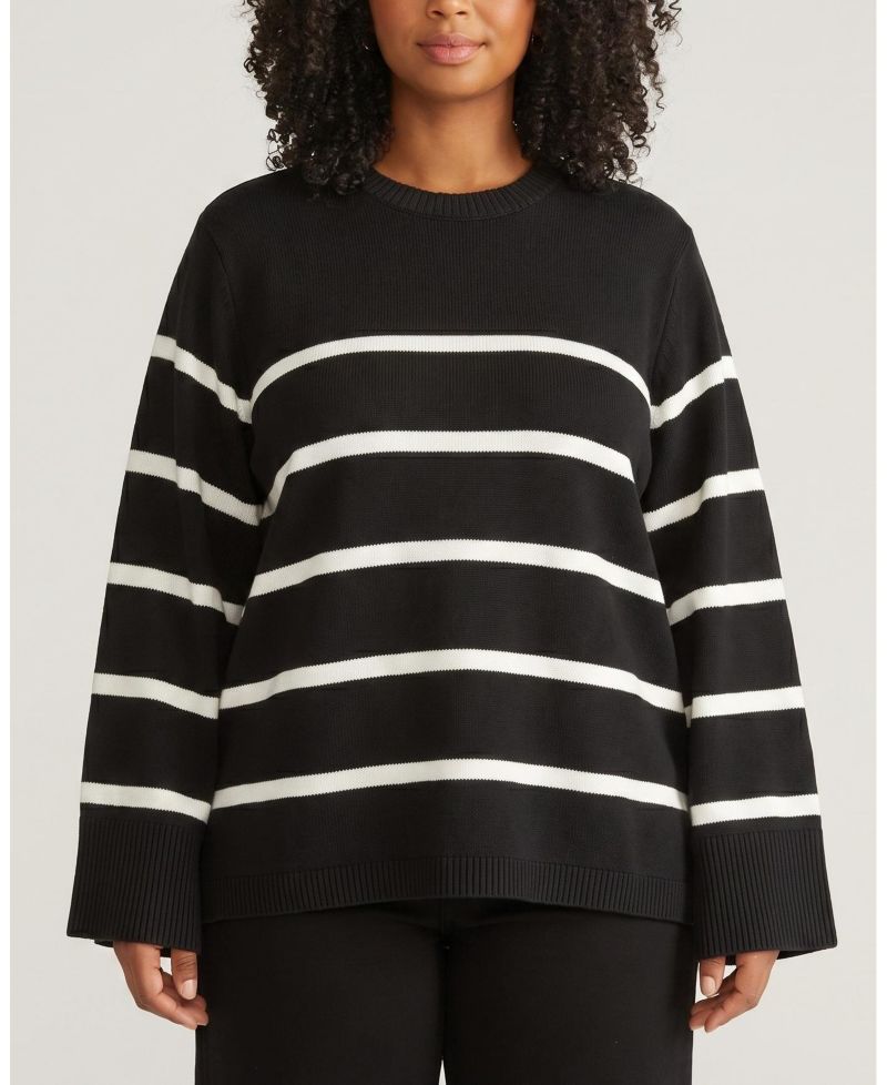 Women's Plus Size Wide Sleeve Cotton Sweater