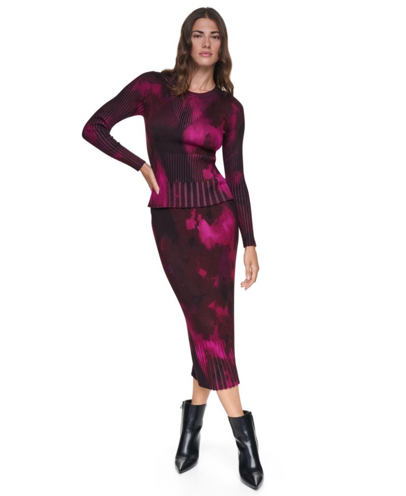 Women's Printed Mix-Rib Sweater