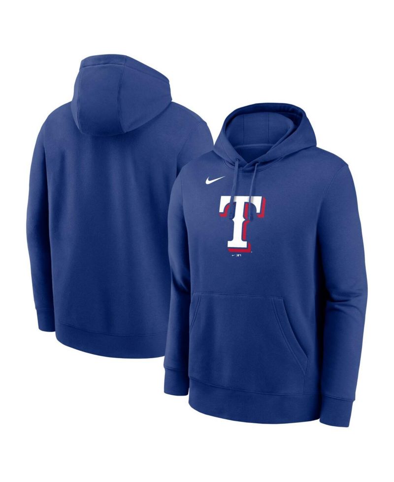 Men's Royal Texas Rangers Logo Club Fleece Pullover Hoodie